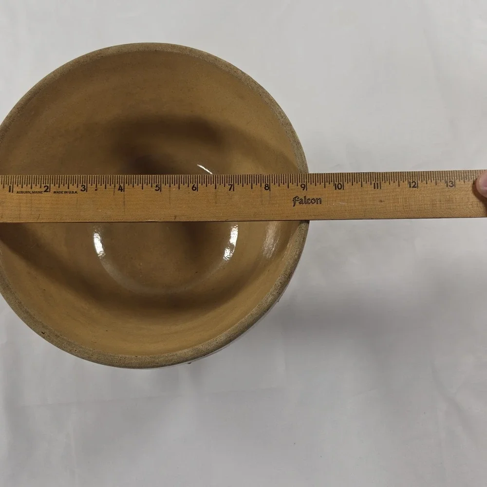 Antique Primitive Medium Milk Pan Bowl Yellow Ware Rustic Pottery Farmhouse 9